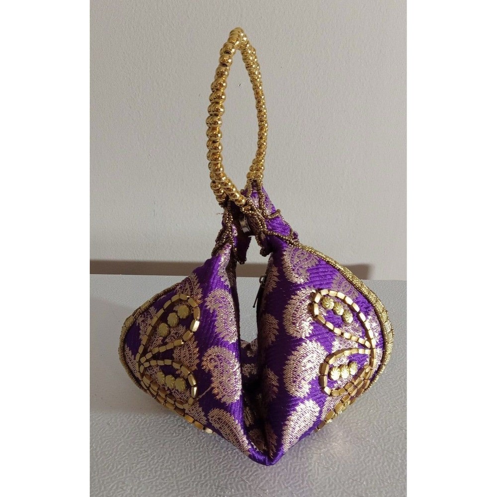 Beaded Purple Fortune Cookie  Evening Handbag